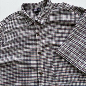 Patagonia Organic Cotton Plaid‎ Button Front Shirt Men's XL Blue Red 2016